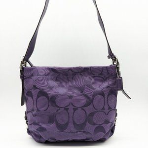 COACH jacquard and leather women's hobo shoulder bag - Purple